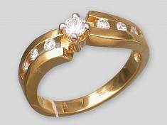 Кольцо из желтого золота c бриллиантом и изумрудом 32К640409