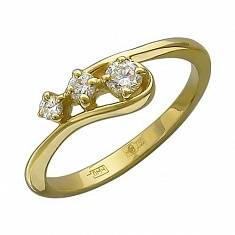 Кольцо из желтого золота c бриллиантом 01К643663
