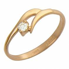Кольцо из красного золота c бриллиантом 01К614068