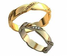 Обручальные кольца оригинальные, с бриллиантами В-4-198