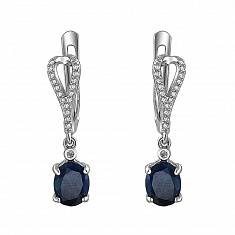 Серьги из серебра c сапфиром и фианитом С27С5500749SP