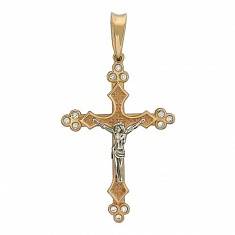 Крест из комбинированного золота c бриллиантом 01Р660606