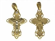 Крест из комбинированного золота c бриллиантом 01Р680654