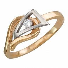 Кольцо из комбинированного золота c бриллиантом 01К662420