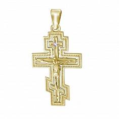 Крест из желтого золота c бриллиантом 01Р630973