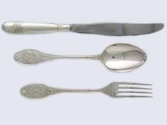 Набор: ложка, вилка, нож из серебра А1НБ05282