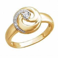 Кольцо из желтого золота c фианитом 01К1313175