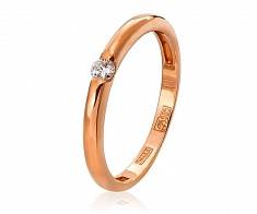 Обручальное кольцо классическое с 1 бриллиантом 25012280БР1